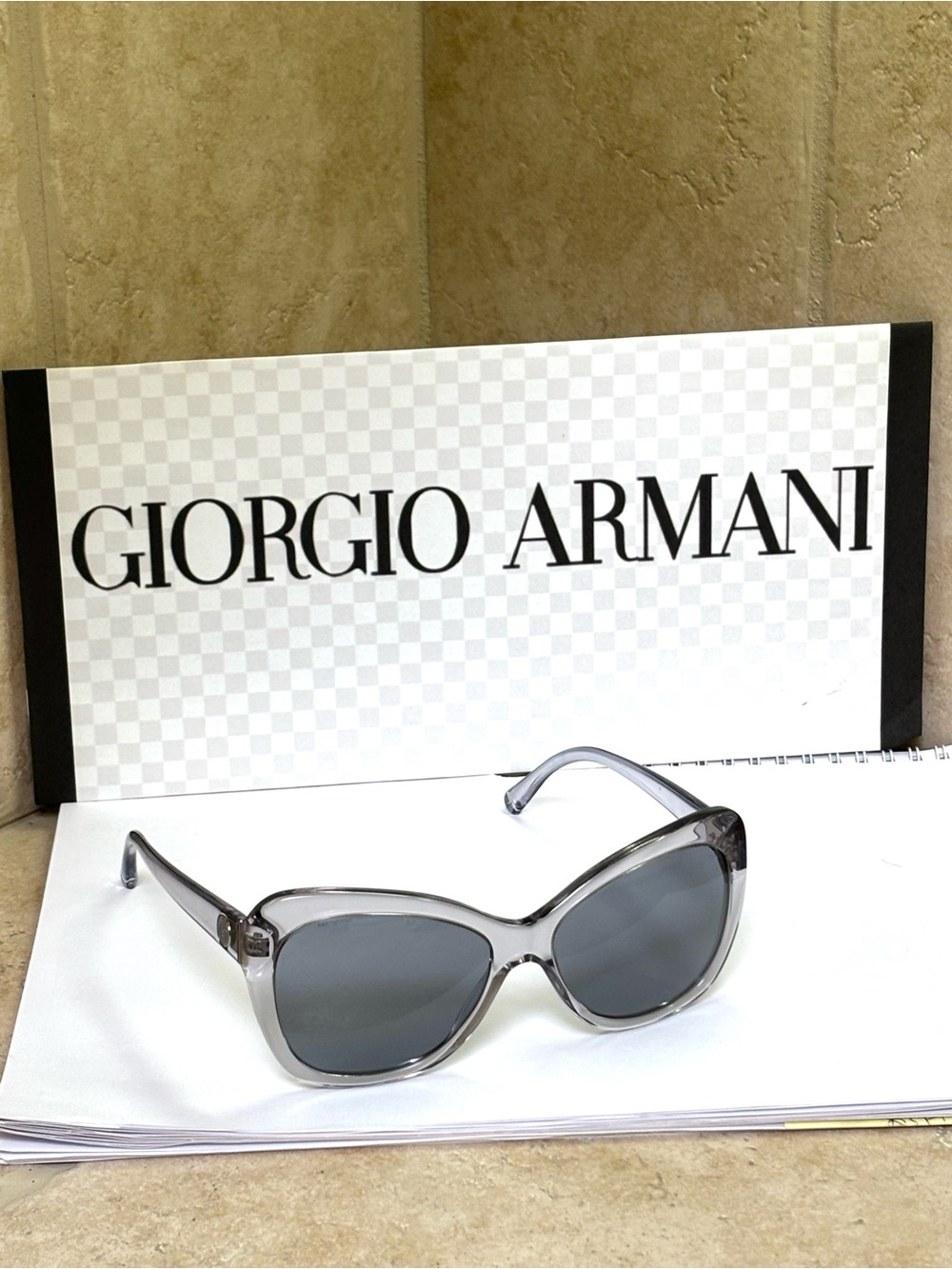 New Giorgio Armani AR8082 5523/1 Women’s Transparent Gray Gradient Sunglasses